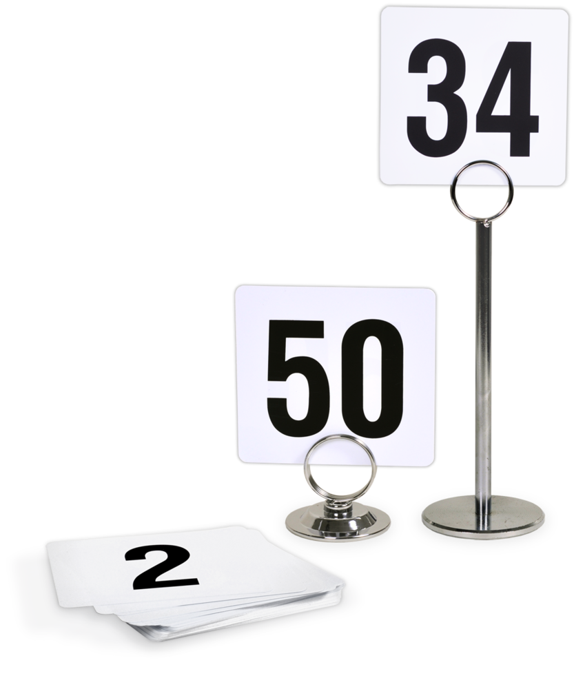 Table Numbers, White Cards with Black Numbers