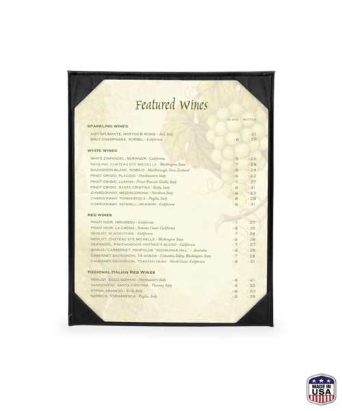 Single Bonded Leather Menu Covers