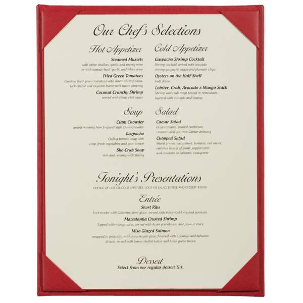 Single Summit Linen Menu Covers (One View)