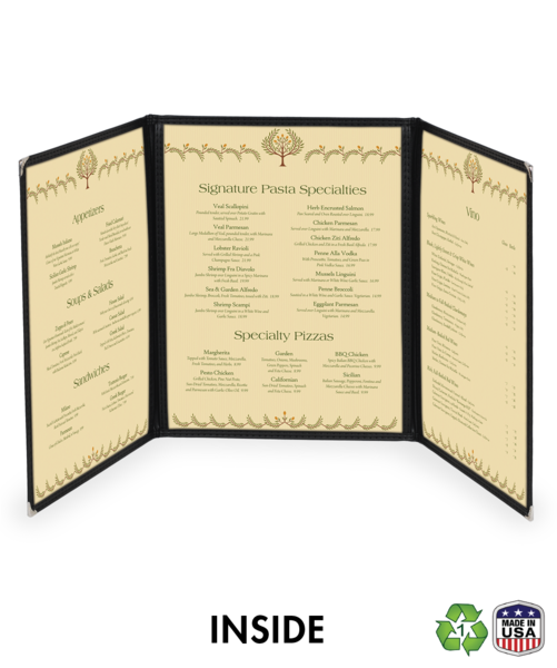 Triple Cafe Style Menu Covers