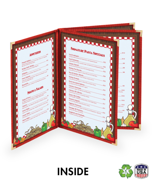 Quad Booklet Cafe Style Menu Covers