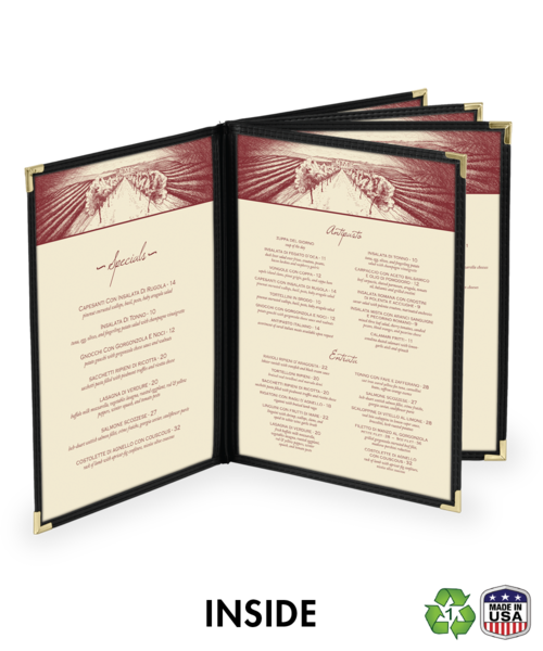 Ten View Booklet Cafe Style Menu Covers
