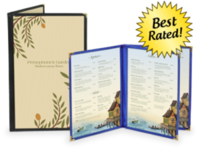Image CLEARANCE<br>Deluxe Cafe Style Menu Covers<br>Returns and Overruns 50-75% Off